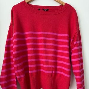 Buffalo David Bitton Red & Pink Striped Knit Sweater | XL | Cozy Statement Top